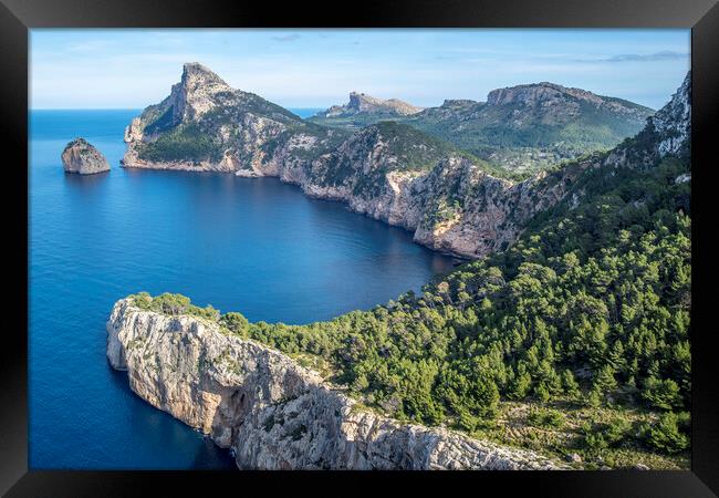 View point at Cap de Formentor Framed Print by Perry Johnson