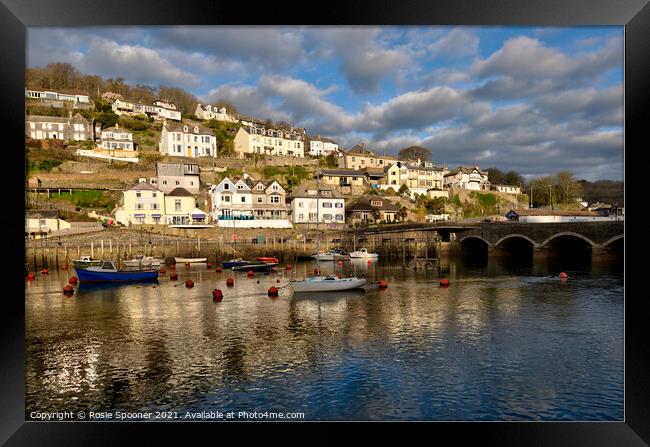 Reflections on The River Looe Framed Print by Rosie Spooner