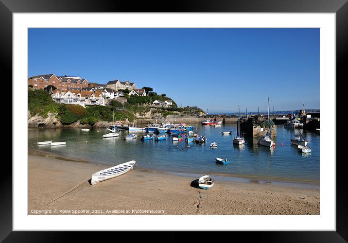 Peaceful early morning at Newquay Harbour Framed Mounted Print by Rosie Spooner