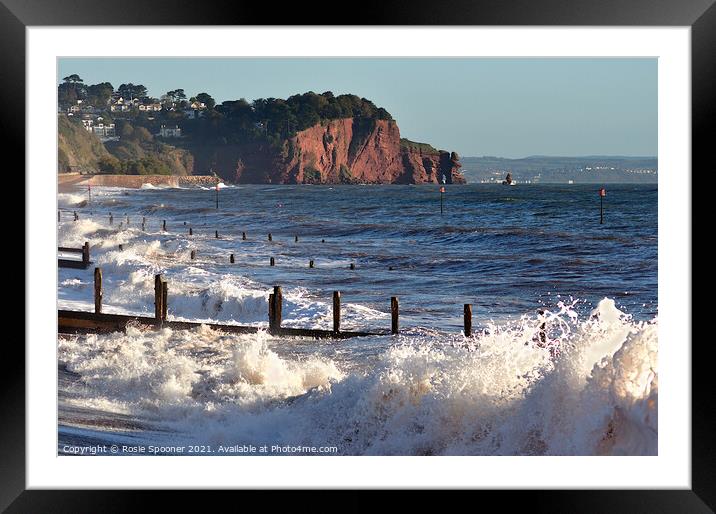 Rough seas at Teignmouth Framed Mounted Print by Rosie Spooner