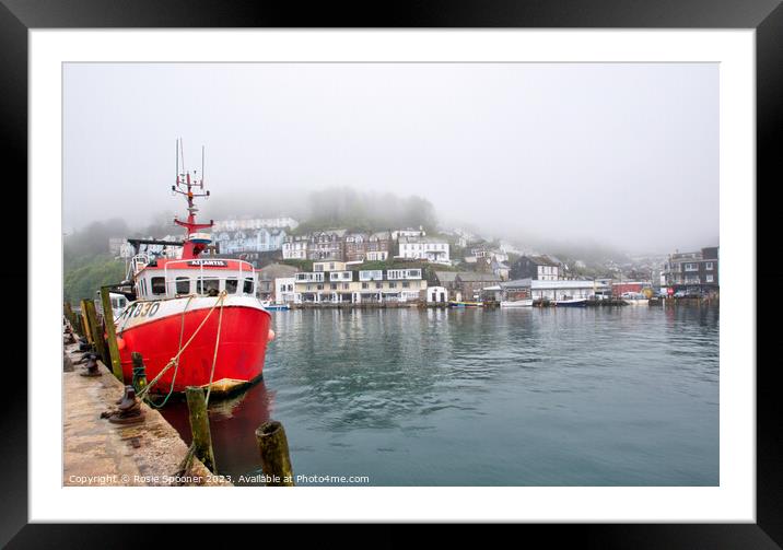 Fishing Boat at Looe on a misty morning  Framed Mounted Print by Rosie Spooner