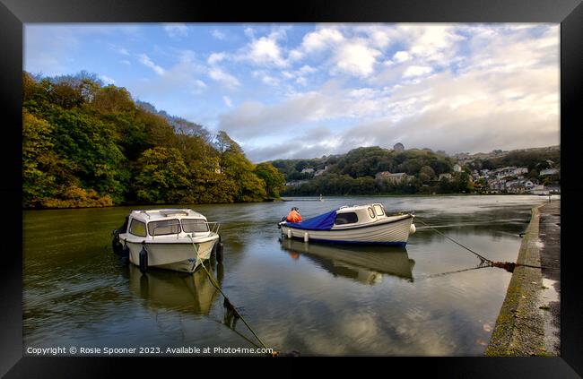 Boats moored by The Mill Pool  Framed Print by Rosie Spooner