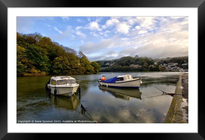 Boats moored by The Mill Pool  Framed Mounted Print by Rosie Spooner