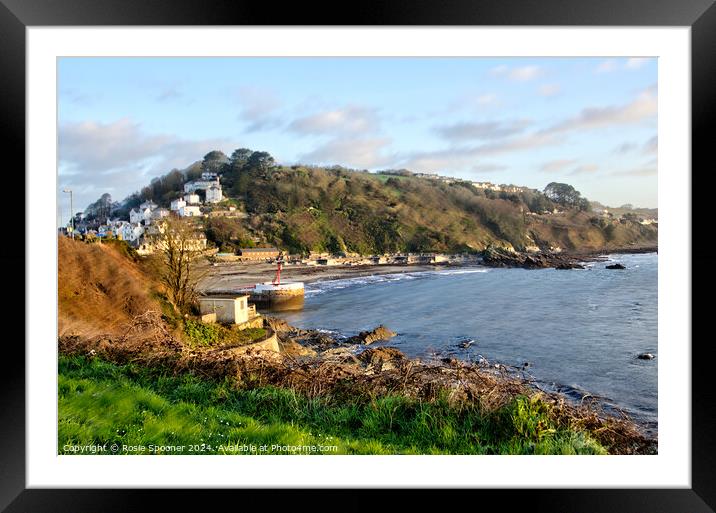 Looking down on the Banjo pier and Looe Beach  Framed Mounted Print by Rosie Spooner