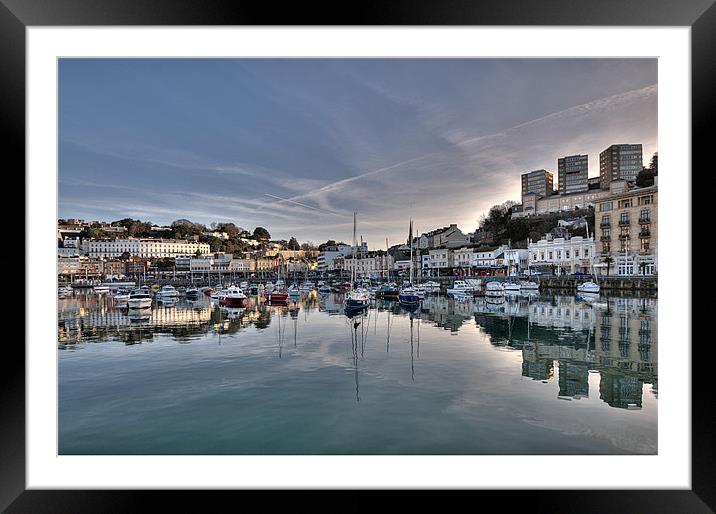 Torquay Harbour Reflections early evening Framed Mounted Print by Rosie Spooner