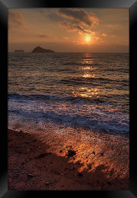 Sunrise at Meadfoot Beach Torquay Framed Print by Rosie Spooner