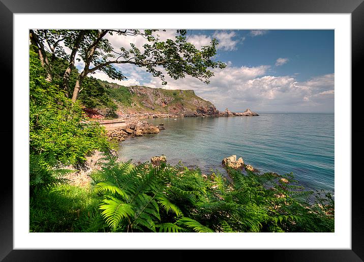 Ansteys Cove Torquay and Long Quarry Point Framed Mounted Print by Rosie Spooner