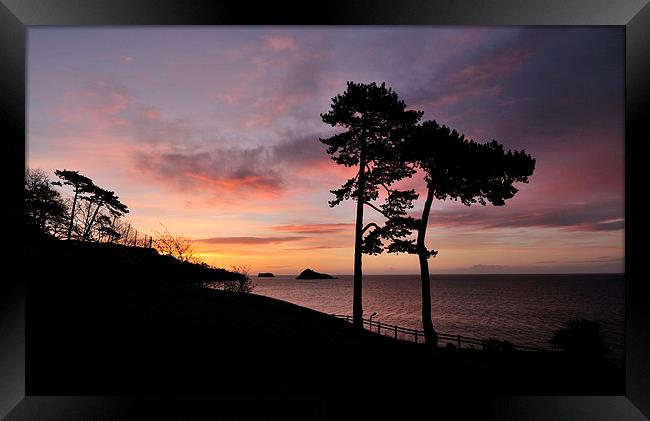  Sunrise at Meadfoot Beach Torquay Framed Print by Rosie Spooner
