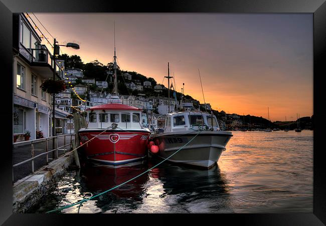  The sun goes down at West Looe Framed Print by Rosie Spooner