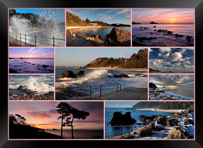 Meadfoot Beach Collage through the seasons Framed Print by Rosie Spooner