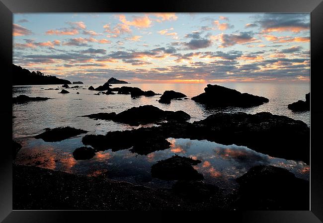  Meadfoot Beach Sunrise Torquay Framed Print by Rosie Spooner