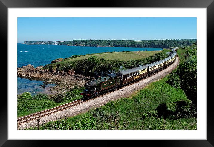  Steam train passing Saltern Cove near Goodrington Framed Mounted Print by Rosie Spooner