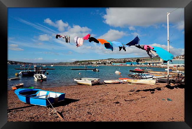  Windy day on Teignmouth Back Beach Framed Print by Rosie Spooner