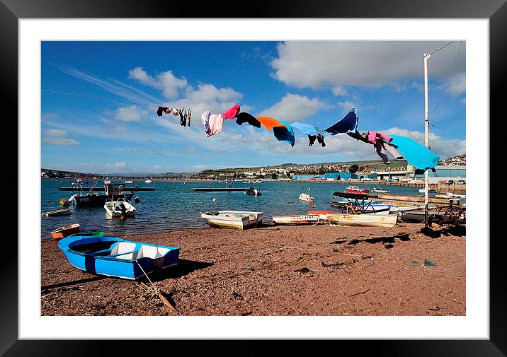  Windy day on Teignmouth Back Beach Framed Mounted Print by Rosie Spooner