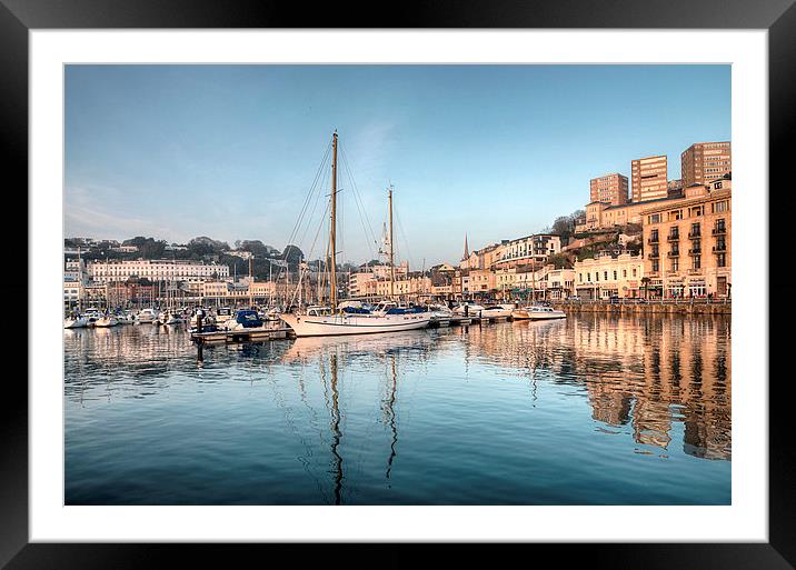  Early evening reflections at Torquay Harbour Framed Mounted Print by Rosie Spooner