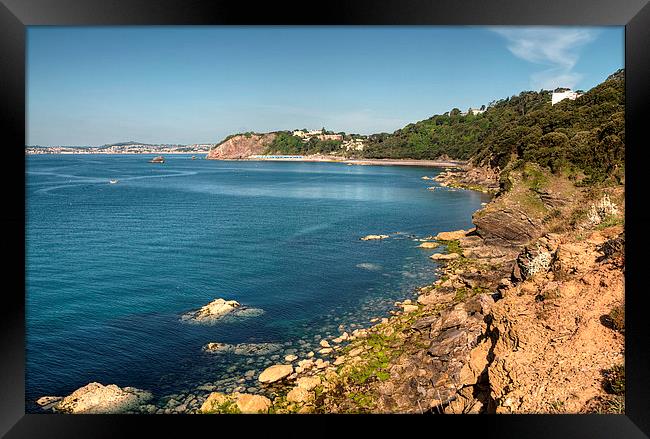  Meadfoot Beach Torquay view from the Coast Path Framed Print by Rosie Spooner