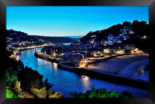  Night View along the River Looe Framed Print by Rosie Spooner