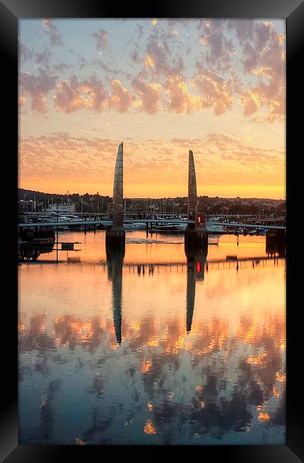  Sunset over Torquay Bridge Framed Print by Rosie Spooner