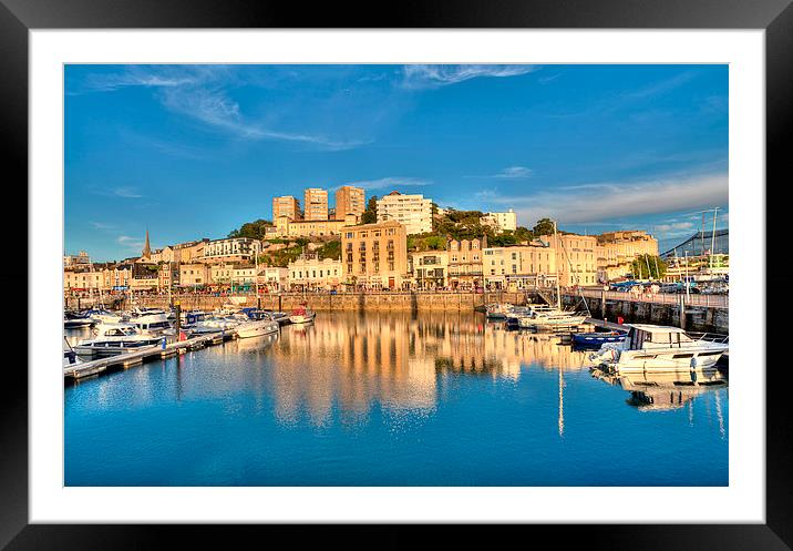  Golden reflections at Torquay Harbour Framed Mounted Print by Rosie Spooner