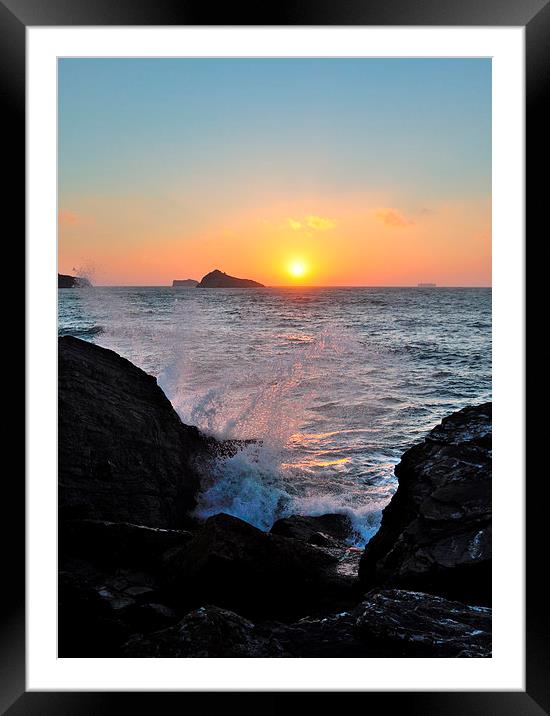  Waves at Sunrise Meadfoot Beach Framed Mounted Print by Rosie Spooner