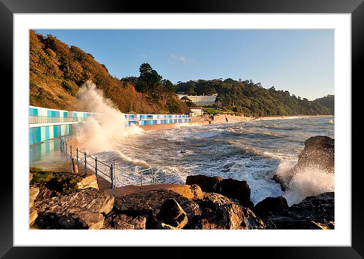 Rough Seas at Meadfoot Beach  Framed Mounted Print by Rosie Spooner