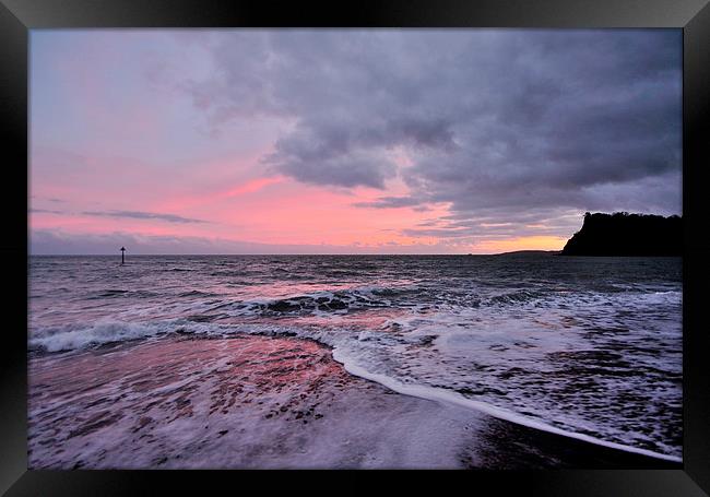  PInk Sunset on Teignmouth Beach  Framed Print by Rosie Spooner