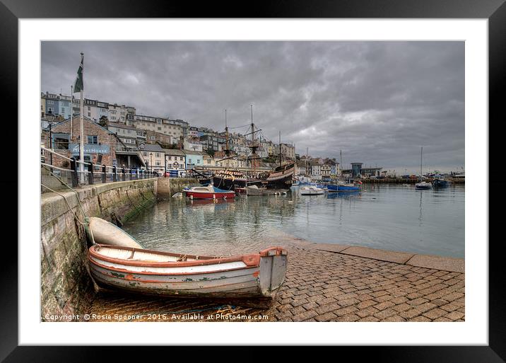 Quiet day at Brixham Harbour  Framed Mounted Print by Rosie Spooner