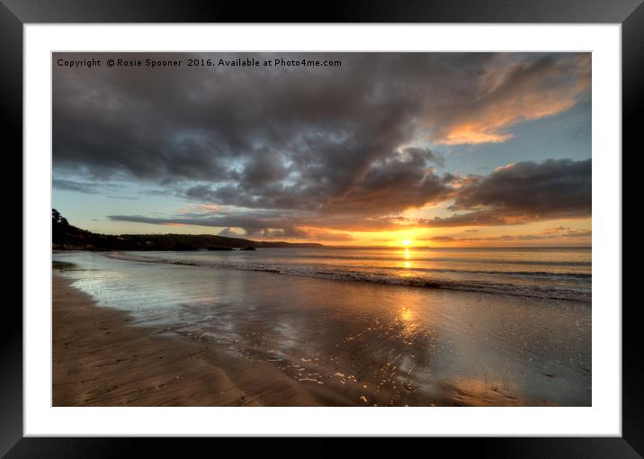 Sunrise on Looe Town Beach  Framed Mounted Print by Rosie Spooner