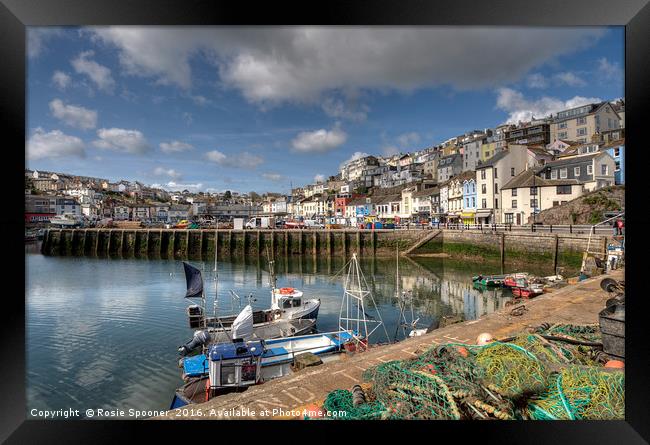 Colourful Brixham Harbour in the sunshine Framed Print by Rosie Spooner