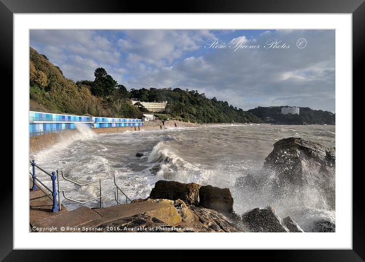 Rough Sea at Meadfoot Beach Torquay Framed Mounted Print by Rosie Spooner