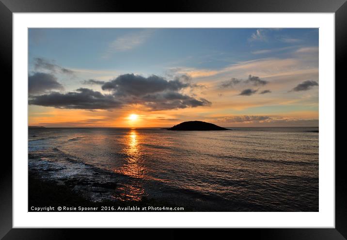 Looe island sunrise  Framed Mounted Print by Rosie Spooner