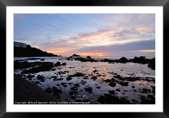 Meadfoot Beach Low Tide Sunrise Framed Mounted Print by Rosie Spooner