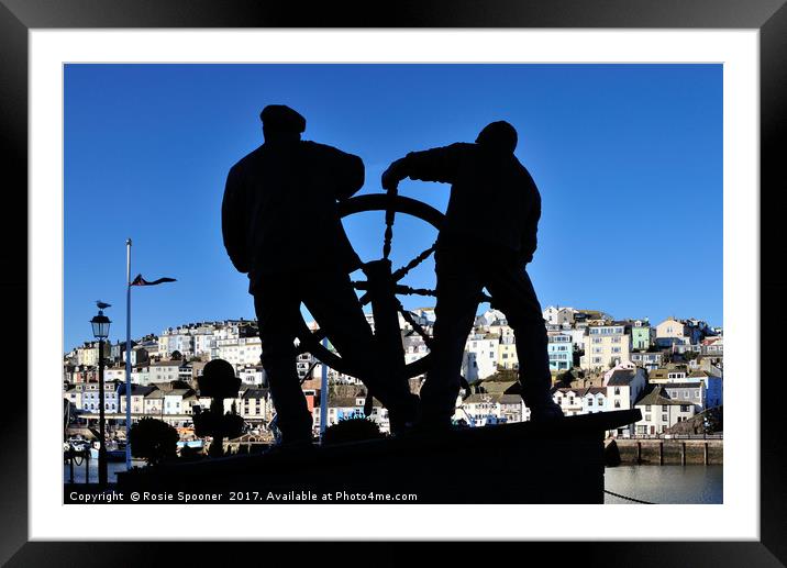 The Man and Boy Statue at Brixham Harbour Framed Mounted Print by Rosie Spooner