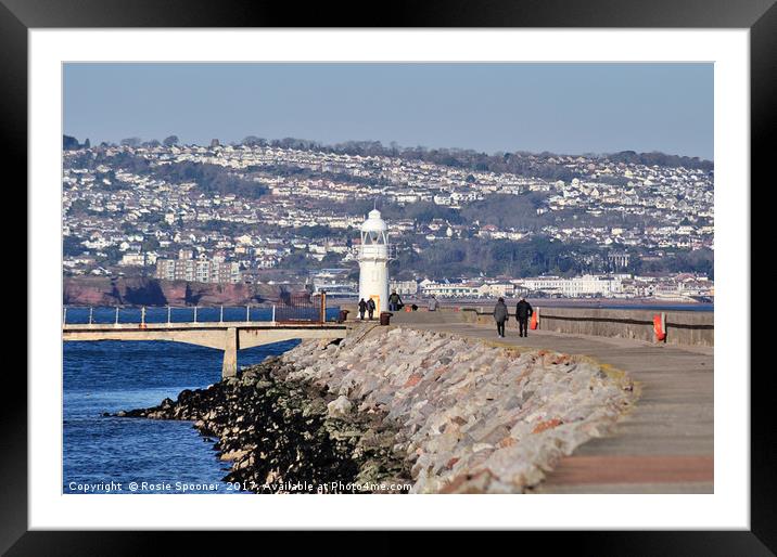Brixham Lighthouse and Breakwater Framed Mounted Print by Rosie Spooner