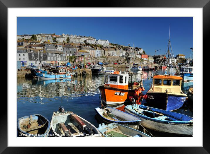 Colourful boats at Mevagissey Framed Mounted Print by Rosie Spooner