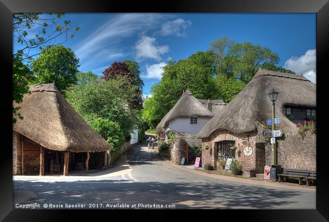 The Old Forge and Thatched Cottages at Cockington  Framed Print by Rosie Spooner