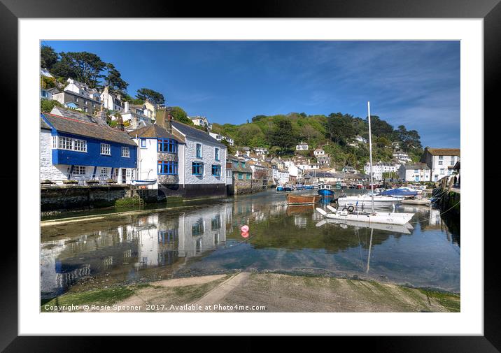 The River Pol at Polperro as the tide comes in Framed Mounted Print by Rosie Spooner