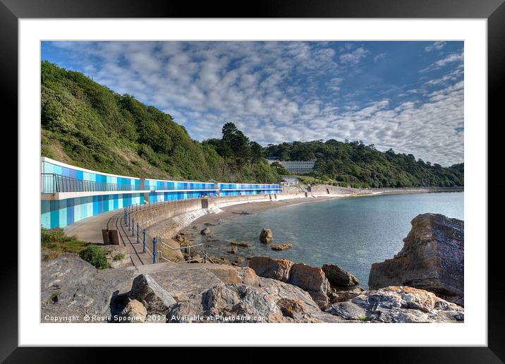 Meadfoot Beach Chalets and Osborne Hotel Torquay Framed Mounted Print by Rosie Spooner