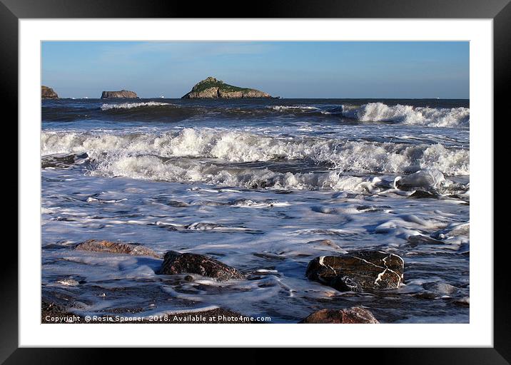 Waves roll in at Meadfoot Beach Torquay Framed Mounted Print by Rosie Spooner