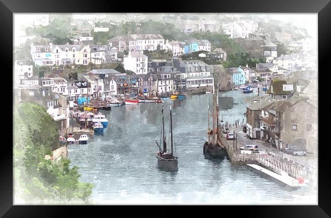 Looe Lugger Regatta on a misty morning Framed Print by Rosie Spooner