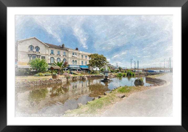 The Brook and fountain at Dawlish in South Devon Framed Mounted Print by Rosie Spooner