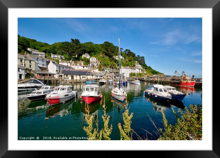 Colourful boats at Polperro Harbour Framed Mounted Print by Rosie Spooner