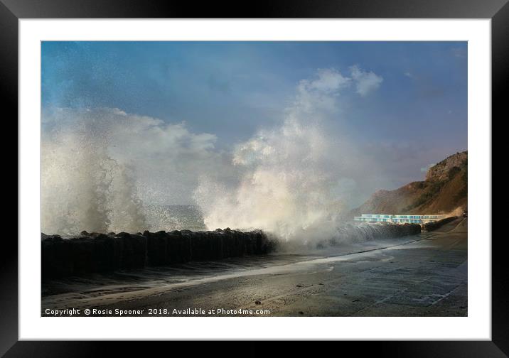 Big Waves at Meadfoot Beach Torquay Framed Mounted Print by Rosie Spooner