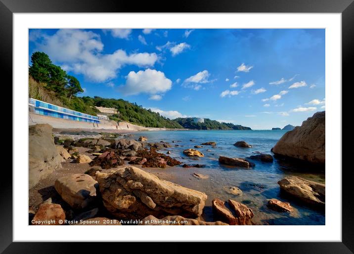 Meadfoot Beach Torquay at Low Tide  Framed Mounted Print by Rosie Spooner