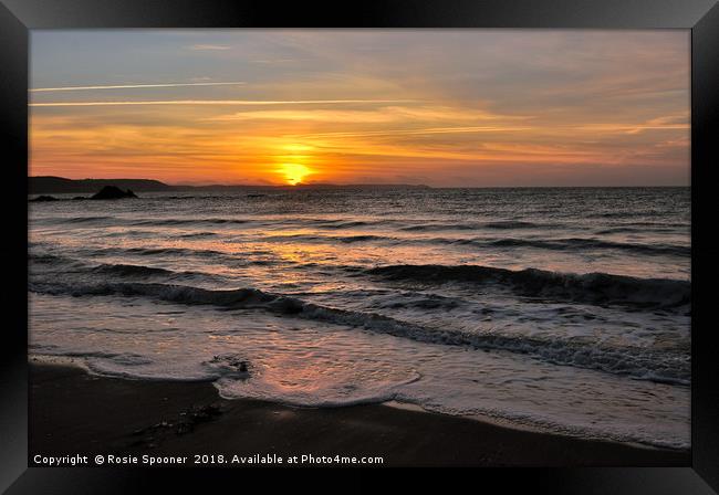 Sunrise view from Looe Beach in Cornwall Framed Print by Rosie Spooner