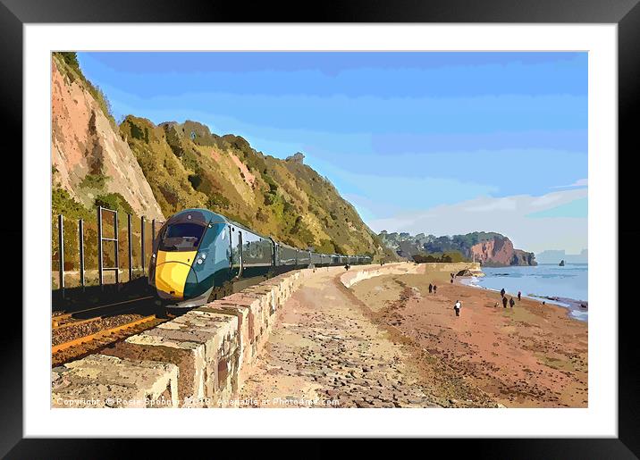 GWR train passing through Teignmouth from Dawlish Framed Mounted Print by Rosie Spooner