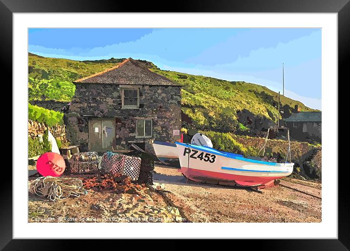 Fishing Boat at Mullion on the Lizard Peninsula Framed Mounted Print by Rosie Spooner