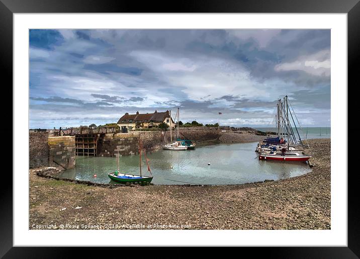 Quiet day at Porlock Weir in Somerset Framed Mounted Print by Rosie Spooner