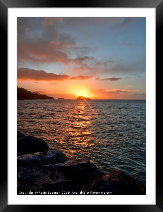 Sunrise at Meadfoot Beach in Torquay Framed Mounted Print by Rosie Spooner