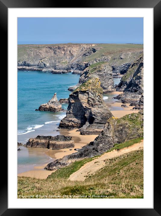 Portrait View of Bedruthan Steps in Cornwall Framed Mounted Print by Rosie Spooner